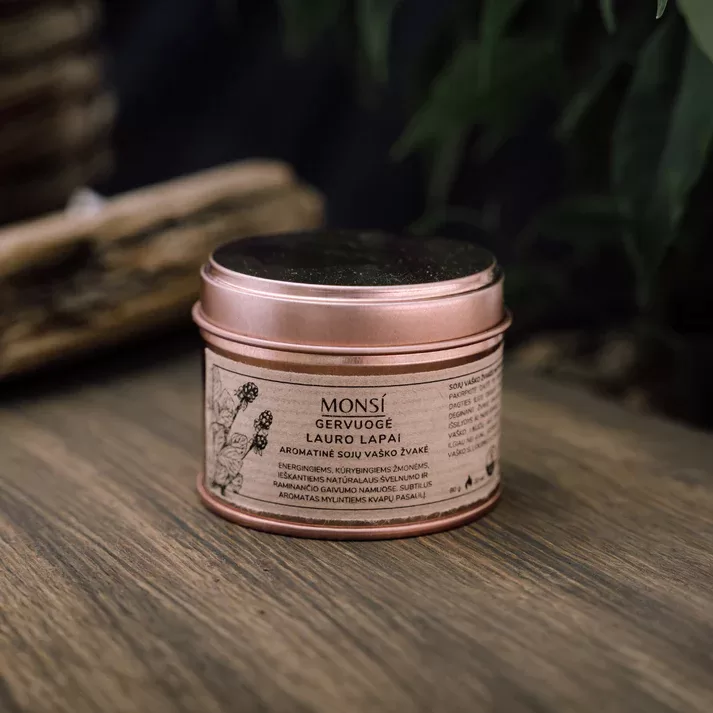 100ml. Aromatinė žvakė Gervuogė + lauro lapas