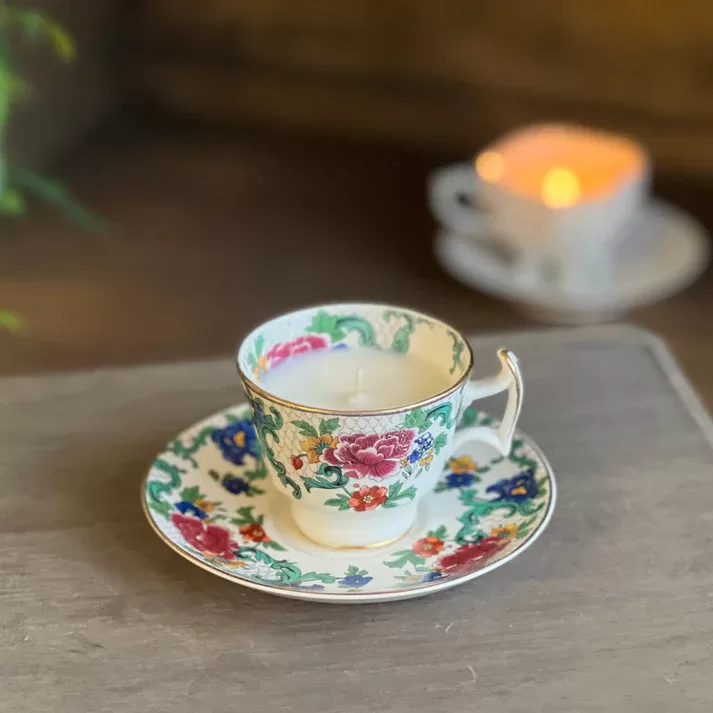 Vintažinis Booths "Floradora" puodelis žvakė