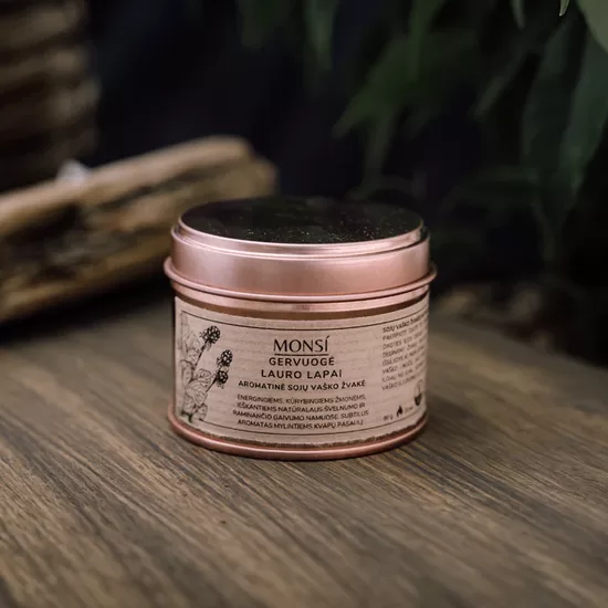 100ml. Aromatinė žvakė Gervuogė + lauro lapas