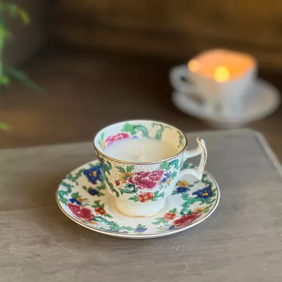 Vintažinis Booths "Floradora" puodelis žvakė